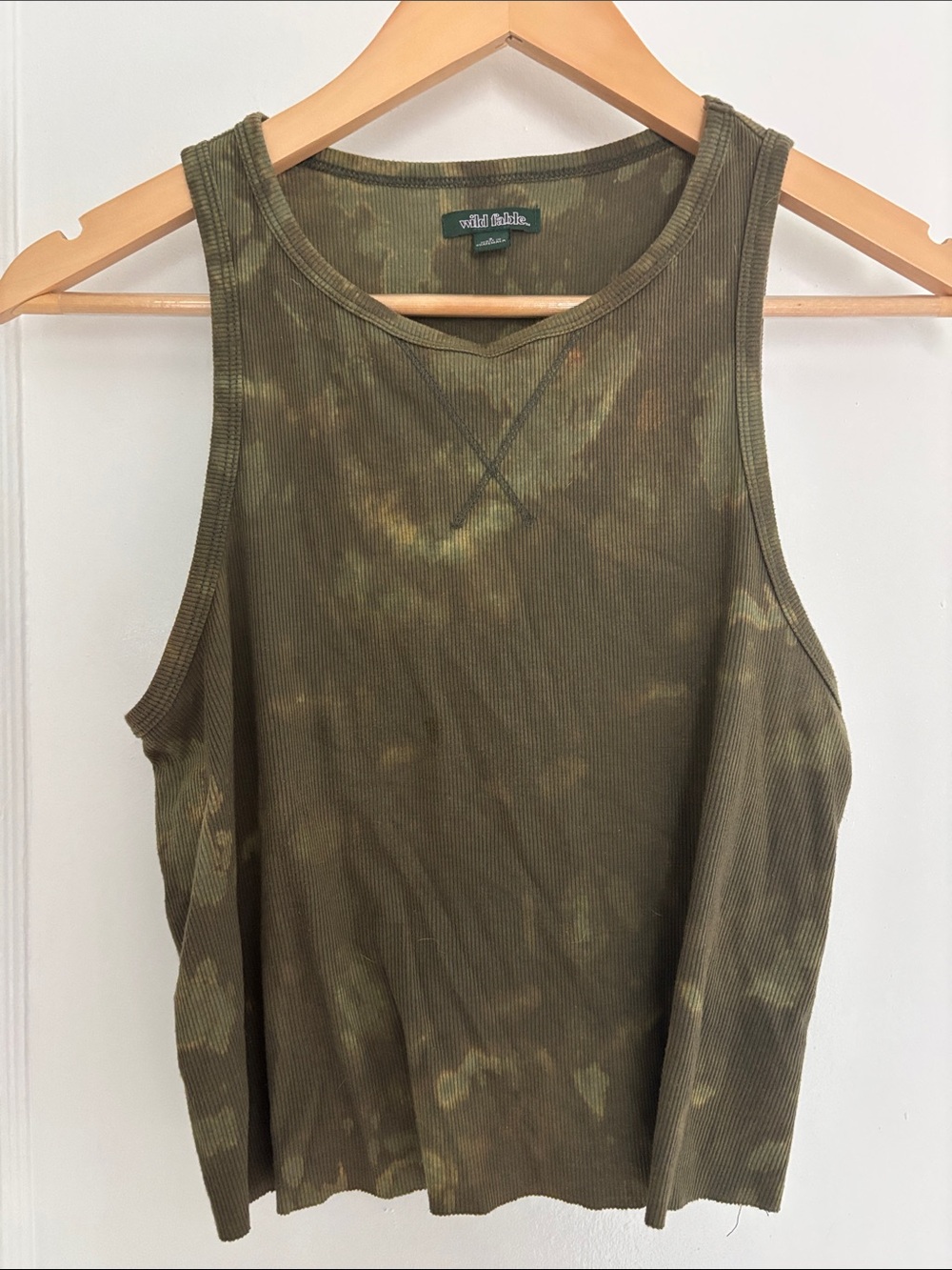 Wild Fable Olive Tie-Dye Ribbed Cotton Tank Top size S
